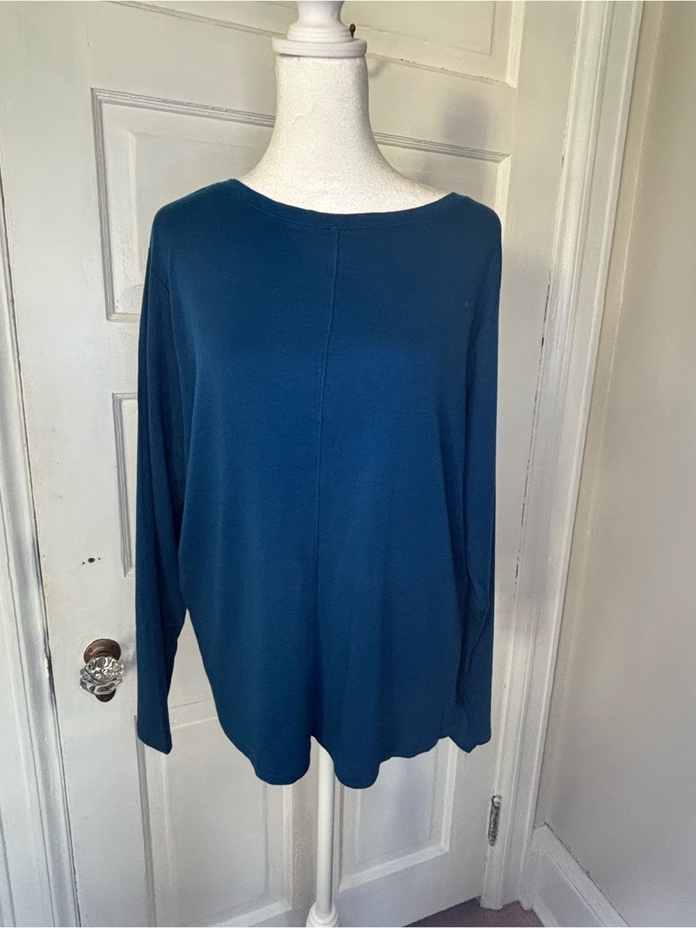 J. Jill Long-Sleeve Pima Cotton Crew-Neck Tee in Royal Blue
